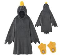 SHUOJIA Big White Goose Wearable Blanket, Funny Couples Hoodie Onesie Thick Cflannel Giant Sleeping Bag Cosplay Costume Cozy Sleep Dress Winter Warm Pajamas Sleepwear (Black (including Shoes),L)