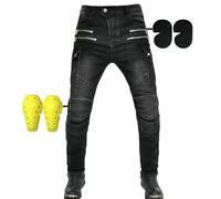 SHUOJIA Men and Women Motorbike Jeans, Motorcycle Protective Trouser Breathable Denim Pant Linned Reinforced Removable Padded Armoured,couple Models (A11,L)