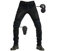 SHUOJIA Men Women Motorbike Jeans, Motorcycle Protective Trouser Breathable Denim Pant Linned Reinforced Removable Padded Armoured, Stylish Motorcycle Jeans (Black,XL)