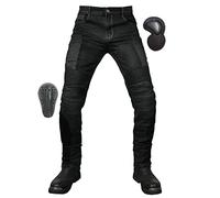 SHUOJIA Motorcycle Jeans Men's Summer Mesh Breathable Motorcycle Pants Outdoor Anti-fall Riding Pants with 4 Protect Pads Equipment Racing Knight Trousers (Black,XL)