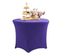SHUOJIA Round Stretch Tablecloth, 4/5/6ft Spandex Tight Fit Table Cover, Spandex Fitted Table Cloth for Wedding Reception Restaurant Party Bar Banquet Event (Dark purple,2Pcs-5FT/153cm)
