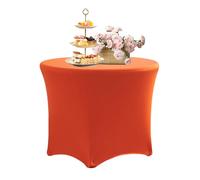 SHUOJIA Round Stretch Tablecloth, 4/5/6ft Spandex Tight Fit Table Cover, Spandex Fitted Table Cloth for Wedding Reception Restaurant Party Bar Banquet Event (Orange,1Pcs-4FT/122cm)