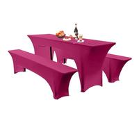SHUOJIA Set of 3 Stretch Beer Table Cover,50cm or 70cm Table Width, Washable Rectangular Stretch Trestle Table Cloth for Banquet, Wedding Party Holiday Event Cocktail (Rose Red,50cm)