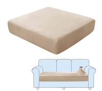 SHUOJIA Sofa Seat Cushion Covers, Stretch Velvet Sofa Cover, Non-Slip Couch Cushion Covers Replacement for Individual Cushion,with Elastic Fabric,Machine Washable (Beige,3-Seater)