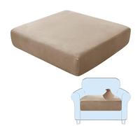 SHUOJIA Sofa Seat Cushion Covers, Stretch Velvet Sofa Cover, Non-Slip Couch Cushion Covers Replacement for Individual Cushion,with Elastic Fabric,Machine Washable (Camel,1-Seater)