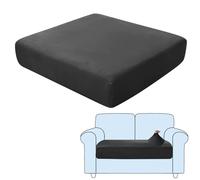 SHUOJIA Sofa Seat Cushion Covers, Stretch Velvet Sofa Cover, Non-Slip Couch Cushion Covers Replacement for Individual Cushion,with Elastic Fabric,Machine Washable (Black,Large-2-Seater)