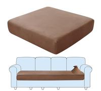 SHUOJIA Sofa Seat Cushion Covers, Stretch Velvet Sofa Cover, Non-Slip Couch Cushion Covers Replacement for Individual Cushion,with Elastic Fabric,Machine Washable (Brown,Large-4-Seater)