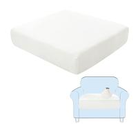 SHUOJIA Sofa Seat Cushion Covers, Stretch Velvet Sofa Cover, Non-Slip Couch Cushion Covers Replacement for Individual Cushion,with Elastic Fabric,Machine Washable (White,1-Seater)