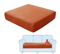 SHUOJIA Sofa Seat Cushion Covers, Stretch Velvet Sofa Cover, Non-Slip Couch Cushion Covers Replacement for Individual Cushion,with Elastic Fabric,Machine Washable (Dark Orange,3-Seater)