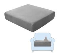 SHUOJIA Sofa Seat Cushion Covers, Stretch Velvet Sofa Cover, Non-Slip Couch Cushion Covers Replacement for Individual Cushion,with Elastic Fabric,Machine Washable (Grey,1-Seater)