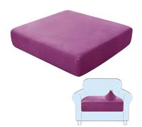 SHUOJIA Sofa Seat Cushion Covers, Stretch Velvet Sofa Cover, Non-Slip Couch Cushion Covers Replacement for Individual Cushion,with Elastic Fabric,Machine Washable (Purple,Large-1-Seater)