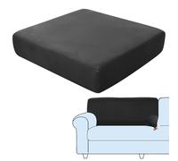 SHUOJIA Sofa Seat Cushion Covers, Stretch Velvet Sofa Cover, Non-Slip Couch Cushion Covers Replacement for Individual Cushion,with Elastic Fabric,Machine Washable (Black,Backrest Cover)