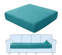 SHUOJIA Sofa Seat Cushion Covers, Stretch Velvet Sofa Cover, Non-Slip Couch Cushion Covers Replacement for Individual Cushion,with Elastic Fabric,Machine Washable (Peacock Blue,Large-4-Seater)