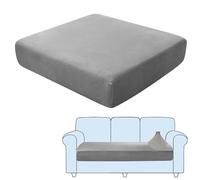 SHUOJIA Sofa Seat Cushion Covers, Stretch Velvet Sofa Cover, Non-Slip Couch Cushion Covers Replacement for Individual Cushion,with Elastic Fabric,Machine Washable (Grey,Large-3-Seater)