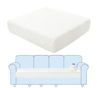 SHUOJIA Sofa Seat Cushion Covers, Stretch Velvet Sofa Cover, Non-Slip Couch Cushion Covers Replacement for Individual Cushion,with Elastic Fabric,Machine Washable (White,4-Seater)