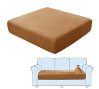 SHUOJIA Sofa Seat Cushion Covers, Stretch Velvet Sofa Cover, Non-Slip Couch Cushion Covers Replacement for Individual Cushion,with Elastic Fabric,Machine Washable (Sunset Cafe,3-Seater)