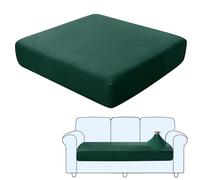 SHUOJIA Sofa Seat Cushion Covers, Stretch Velvet Sofa Cover, Non-Slip Couch Cushion Covers Replacement for Individual Cushion,with Elastic Fabric,Machine Washable (Dark Green,3-Seater)