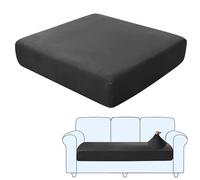 SHUOJIA Sofa Seat Cushion Covers, Stretch Velvet Sofa Cover, Non-Slip Couch Cushion Covers Replacement for Individual Cushion,with Elastic Fabric,Machine Washable (Black,3-Seater)