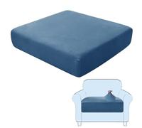 SHUOJIA Sofa Seat Cushion Covers, Stretch Velvet Sofa Cover, Non-Slip Couch Cushion Covers Replacement for Individual Cushion,with Elastic Fabric,Machine Washable (Blue,Large-1-Seater)