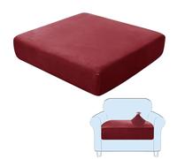 SHUOJIA Sofa Seat Cushion Covers, Stretch Velvet Sofa Cover, Non-Slip Couch Cushion Covers Replacement for Individual Cushion,with Elastic Fabric,Machine Washable (Dark Red,1-Seater)