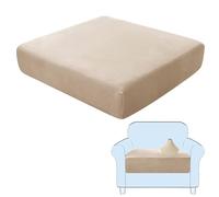 SHUOJIA Sofa Seat Cushion Covers, Stretch Velvet Sofa Cover, Non-Slip Couch Cushion Covers Replacement for Individual Cushion,with Elastic Fabric,Machine Washable (Beige,Large-1-Seater)