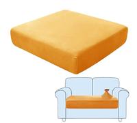 SHUOJIA Sofa Seat Cushion Covers, Stretch Velvet Sofa Cover, Non-Slip Couch Cushion Covers Replacement for Individual Cushion,with Elastic Fabric,Machine Washable (Orange,2-Seater)