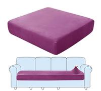 SHUOJIA Sofa Seat Cushion Covers, Stretch Velvet Sofa Cover, Non-Slip Couch Cushion Covers Replacement for Individual Cushion,with Elastic Fabric,Machine Washable (Purple,Large-4-Seater)