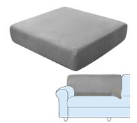 SHUOJIA Sofa Seat Cushion Covers, Stretch Velvet Sofa Cover, Non-Slip Couch Cushion Covers Replacement for Individual Cushion,with Elastic Fabric,Machine Washable (Grey,Backrest Cover)
