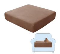 SHUOJIA Sofa Seat Cushion Covers, Stretch Velvet Sofa Cover, Non-Slip Couch Cushion Covers Replacement for Individual Cushion,with Elastic Fabric,Machine Washable (Brown,Large-1-Seater)