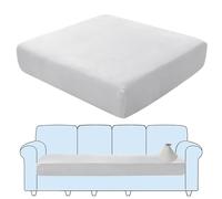 SHUOJIA Sofa Seat Cushion Covers, Stretch Velvet Sofa Cover, Non-Slip Couch Cushion Covers Replacement for Individual Cushion,with Elastic Fabric,Machine Washable (Light Grey,4-Seater)