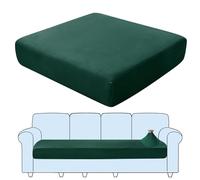 SHUOJIA Sofa Seat Cushion Covers, Stretch Velvet Sofa Cover, Non-Slip Couch Cushion Covers Replacement for Individual Cushion,with Elastic Fabric,Machine Washable (Dark Green,4-Seater)