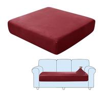 SHUOJIA Sofa Seat Cushion Covers, Stretch Velvet Sofa Cover, Non-Slip Couch Cushion Covers Replacement for Individual Cushion,with Elastic Fabric,Machine Washable (Dark Red,Large-3-Seater)