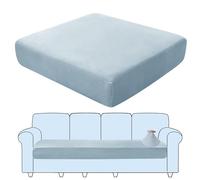 SHUOJIA Sofa Seat Cushion Covers, Stretch Velvet Sofa Cover, Non-Slip Couch Cushion Covers Replacement for Individual Cushion,with Elastic Fabric,Machine Washable (Light Blue,4-Seater)