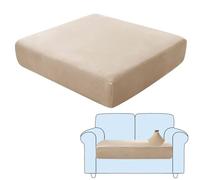 SHUOJIA Sofa Seat Cushion Covers, Stretch Velvet Sofa Cover, Non-Slip Couch Cushion Covers Replacement for Individual Cushion,with Elastic Fabric,Machine Washable (Beige,2-Seater)