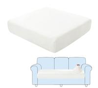 SHUOJIA Sofa Seat Cushion Covers, Stretch Velvet Sofa Cover, Non-Slip Couch Cushion Covers Replacement for Individual Cushion,with Elastic Fabric,Machine Washable (White,Large-3-Seater)