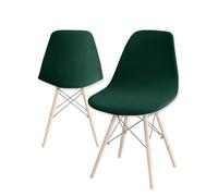 SHUOJIA Stretch Modern Dining Chair Covers, Stretch Scandinavian Velvet Slipcovers Chair Protector Seat Covers, Shell Side Chair Covers, for Dining Room, Banquet & Party Decoration (Lnk Green,2pcs)