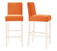 SHUOJIA Velvet Bar Stool Cover Counter Stool Pub Chair Slipcover for Dining Room Barstool Protector Covers Slipcover Parson Chair Covers, Thick Soft Modern Style (Orange,2 Pcs)