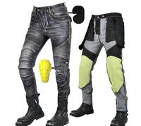SHUOJIA Women Motorbike Jeans Made with Kevlar Fabric, Motorcycle Protective Trouser Breathable Denim Pant Linned Reinforced Removable Padded Armoured (Black Female-A,2XL), SS-00512