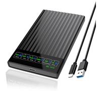 ShuoLe 2.5 Inch SATA to USB 3.0/3.1/3.2 Type C External Hard Drive Enclosure with LCD Display Screen for 7mm/9.5mm 2.5'' SATA HDD/SSD case with UASP Tool-Free Compatible with Toshiba Samsung WD