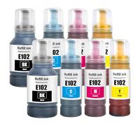 SHUOLEI 102 Ink Compatible with epson E102 Refill Ink Bottle Multipack for ecotank ET-2850 ET-3850 ET-2856 ET-4856 ET-4850 ET-2756 ET-4750 ET-2851 ET-15000 ET-2700 ET-2750 ET-2751 ET-3700 (8 Pack)