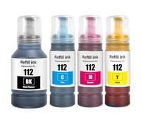 SHUOLEI 112 Ink Compatible with Epson 112 C13T06C14A C13T06C24A C13T06C34A C13T06C44A Ink Container Refill Ink Multipack for ECOTANK L6490 L6550 L6570 L6580 L1116 0 L15 0150 L15160 L15180(4-Pack)