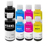 SHUOLEI 32XL Refill Ink Multipack Compatible with HP 32XL Ink for 5105 7005 7006 7305 7306 7605 315 319 455 515 516 415 419 Printer Ink (8 Pack 2BK/2C/2M/2Y)