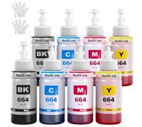 SHUOLEI 664 Ink Compatible with 664 T664 Refill Ink Bottle Multipack for ET-2500 ET-2550 ET-2600 ET-2650 ET-3600 ET-4500 ET-4550 ET-14000 ET-15000 ET-16500 L100 L110 L200 L210(8-Pack)
