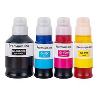SHUOLEI Bottled ink GI50 GI-50 ink compatible with Canon Pixma G5050 G6050 G7050 GM2050 GM4050(4-Pack, 1 Photo Black/1 Cyan/1 Magenta/1 Yellow)