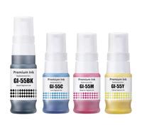 SHUOLEI GI55 GI-55 Ink Cartridges Compatible with Canon GI55 Ink Bottle Multipack for MAXIFY GX1050 GX2050 printer Colorful (4 Pack BK/C/M/Y)