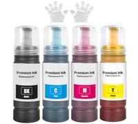 SHUOLEI Ink Bottle Compatible with Ink Multipack for ET-2860 ET-2861 ET-1810 ET-14100 ET-2810 ET-2830 ET-2865 ET-2876 ET-2710 ET-2720 ET-2811 ET-4800 printer 7500 page (4 Pack BK/C/M/Y)