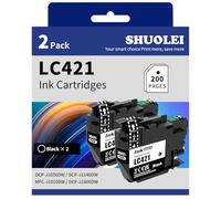 SHUOLEI LC421 Ink Cartridges Compatible with Brother LC421 LC-421 XL Inkjet Cartridges Multi-Pack Standard Yield, for DCP-J1050DW DCP-J1140DW MFC-J1010DW DCP-J1800DW(2 Pack,2 Black)