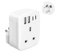 SHUOMAO UK to Australia China Travel Adaptor with 4 USB (2 USB C), UK to AUS NZ Converter Plug for Australian, Chinese, New Zealand, Fiji, Argentina (Type I)