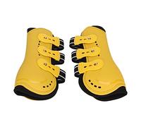 Shuoshenm 2Pcs Horse Tendon Boots Open Front, Adjustable Breathable Horse Front Tendon Boots, Neoprene Lining with Ventilation Holes, Non - Slip Design for Training Jumping Riding, Yellow (L)