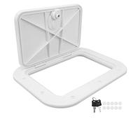 Shuoshenm Boat Deck Access Hatch with Lid, Marine Deck Hatch, ABS Anti Aging Impact Proof Compartment Door with 90 Degree Opening and Security Lock, for RV Trailer Yacht Storage Compa (White)
